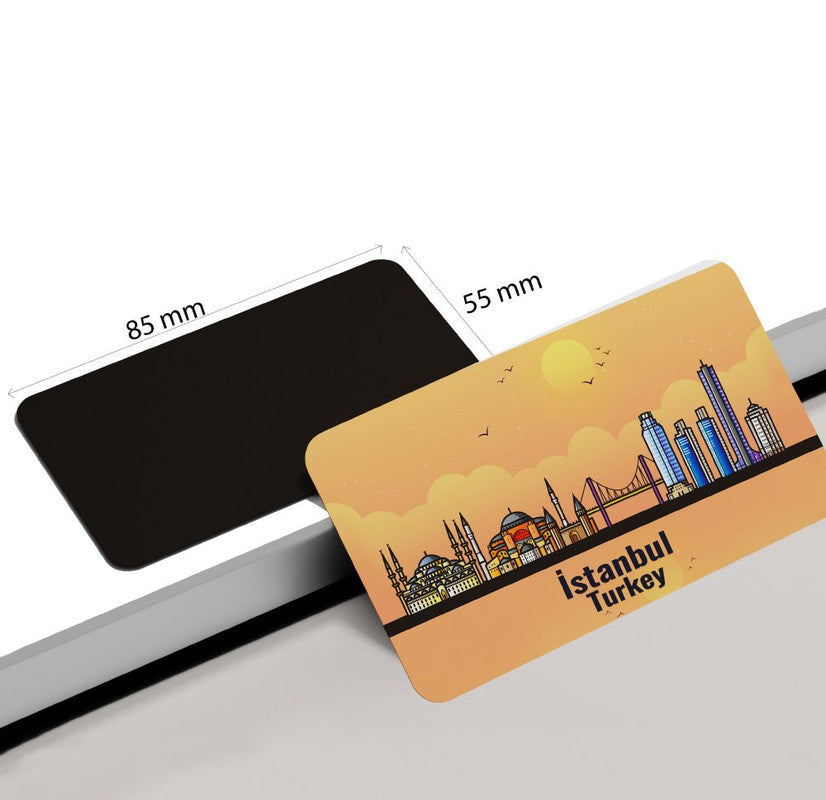 dhcrafts Rectangular Rubber Fridge Magnet / Magnetic Card Orange Turkey Istanbul Design Pack of 1 (8.6cm x 5.4cm)